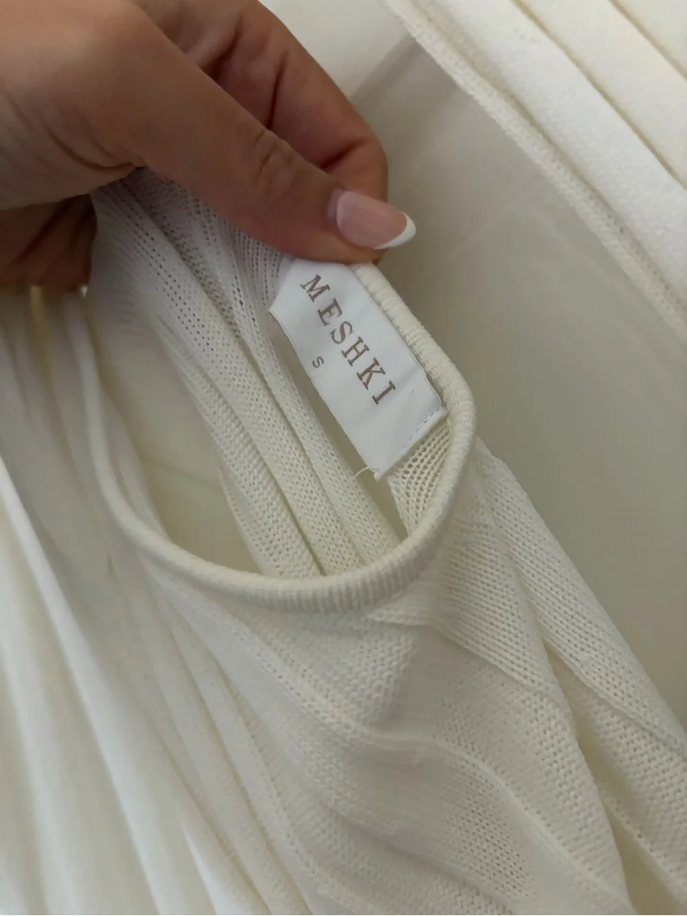 Meshki Knit White Midi Dress